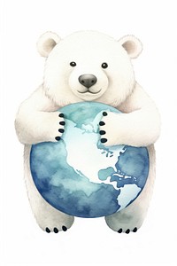 Polar bear holding earth mammal animal space. AI generated Image by rawpixel.