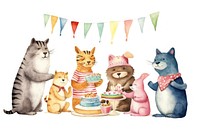 Animals blowing cake party mammal pet. 