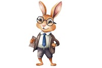 Rabbit business cartoon animal white background. 