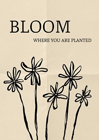 Bloom flower quote  poster template