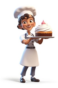Female chef holding a cake dessert smiling food. AI generated Image by rawpixel.