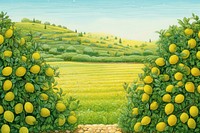 Lemon farm lemon agriculture landscape. AI generated Image by rawpixel.