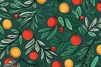 Vintage Christmas style pattern backgrounds fruit. AI generated Image by rawpixel.