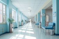 Hospital bright corridor architecture furniture building. AI generated Image by rawpixel.