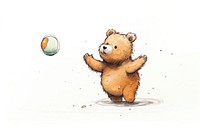 Bear playing pootball cartoon sketch mammal. AI generated Image by rawpixel.