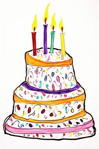 Birthday cake dessert drawing icing. AI generated Image by rawpixel.