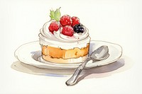 Dessert sketch cream berry. AI generated Image by rawpixel.