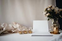 Furniture laptop flower table. AI generated Image by rawpixel.