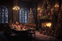 Christmas architecture fireplace furniture. AI generated Image by rawpixel.