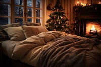 Bed christmas decoration furniture. AI generated Image by rawpixel.