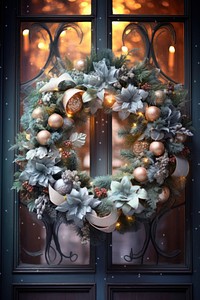 Christmas wreath architecture illuminated celebration. AI generated Image by rawpixel.