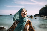 Indonesian woman travel beach adult. AI generated Image by rawpixel.