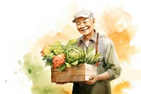 Happy old asian gardening holding drawing. AI generated Image by rawpixel.