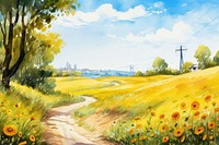 Landscape outdoors painting drawing. AI generated Image by rawpixel.