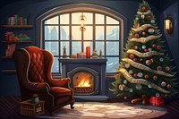 Cozy living fireplace furniture christmas. AI generated Image by rawpixel.