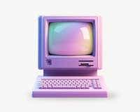 Retro computer mockup, digital device psd