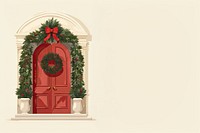 Christmas door architecture wreath. AI generated Image by rawpixel.