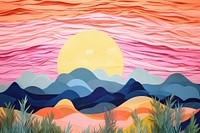 Lawn sunset art  paper crafts. AI generated Image by rawpixel.