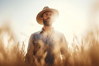 Farmer wheat portrait outdoors. 