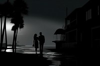 Ocean silhouette outdoors night. AI generated Image by rawpixel.