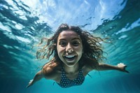 Swimming underwater recreation portrait. AI generated Image by rawpixel.