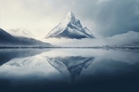 Mountain reflection landscape panoramic. AI generated Image by rawpixel.
