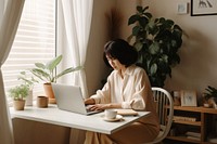 Working from home furniture computer sitting. AI generated Image by rawpixel.