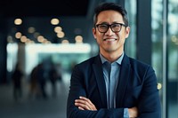 South east asian businessman glasses adult smile. AI generated Image by rawpixel.