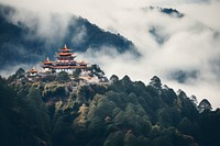 Mountain architecture building temple. AI generated Image by rawpixel.