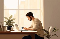 Working from home furniture computer sitting. AI generated Image by rawpixel.