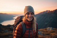 Mountain standing backpack portrait. AI generated Image by rawpixel.