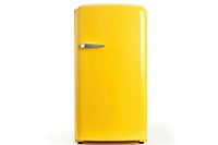 Refrigerator yellow white background appliance. AI generated Image by rawpixel.