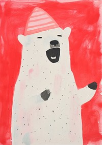 Art painting bear red. 