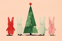 4 rabbits dancing around christmas tree mammal representation celebration. AI generated Image by rawpixel.