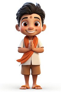 Happy indian boy cute white background spirituality. .