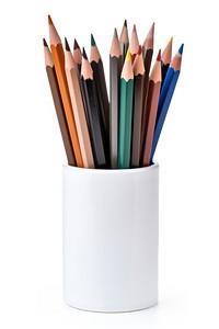 Office pencil case white background arrangement creativity. AI generated Image by rawpixel.