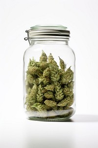 Cannabis jar plant food white background. AI generated Image by rawpixel.