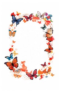 Butterfly frame pattern plant white background. AI generated Image by rawpixel.