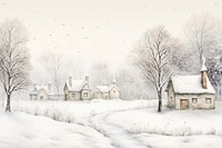 Cozy village winter christmas drawing architecture landscape