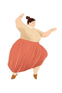 Chubby woman dancing adult white background exercising. AI generated Image by rawpixel.