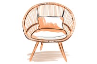 Rattan chair furniture armchair white background. 