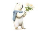 Polar holding flowers mammal white bear. AI generated Image by rawpixel.