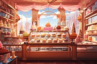 Dessert shop bakery architecture arrangement. AI generated Image by rawpixel.