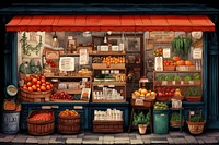 Food shop architecture illuminated arrangement. AI generated Image by rawpixel.