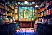 Pharmacy shop shelf architecture illuminated. AI generated Image by rawpixel.