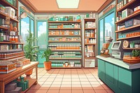 Pharmacy shop shelf architecture electronics. AI generated Image by rawpixel.