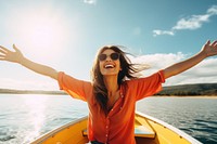 Happy young woman laughing sunny smile. AI generated Image by rawpixel.