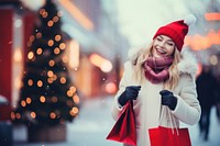 Christmas shopping outdoors glove scarf. AI generated Image by rawpixel.
