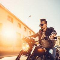 Male biker motorcycle sunlight portrait. AI generated Image by rawpixel.