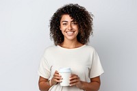 Barista woman holding a coffee portrait smile photo. AI generated Image by rawpixel.